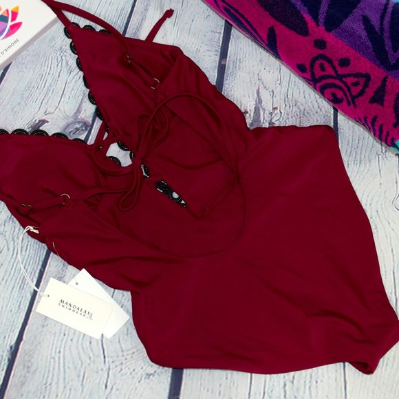 Mandalay One-Piece Burgundy Swimsuit - Picture 3 of 5